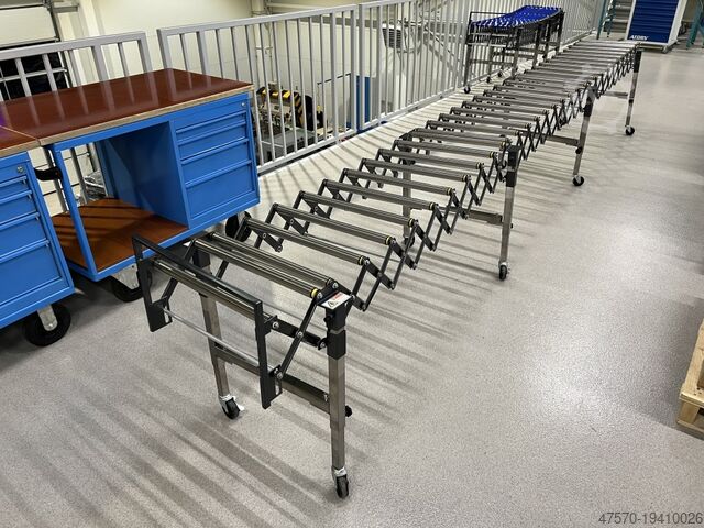 Ausziehbares Scherenrollen-Förderband Extendable scissor roller conveyor 500x50cm