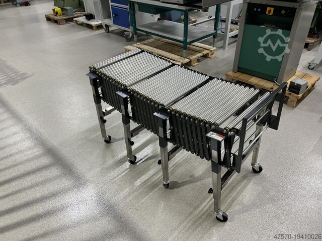 Ausziehbares Scherenrollen-Förderband Extendable scissor roller conveyor 500x50cm