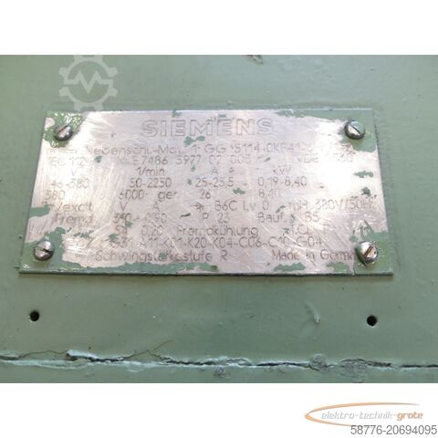 Motore Siemens Siemens 1GG5114-0KF41-6HU1 - Z Nebenschlussmotor SN:E7486597702003