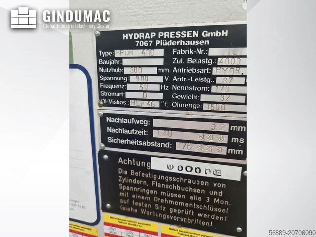Hidraulična štampa HYDRAP HPDB 400