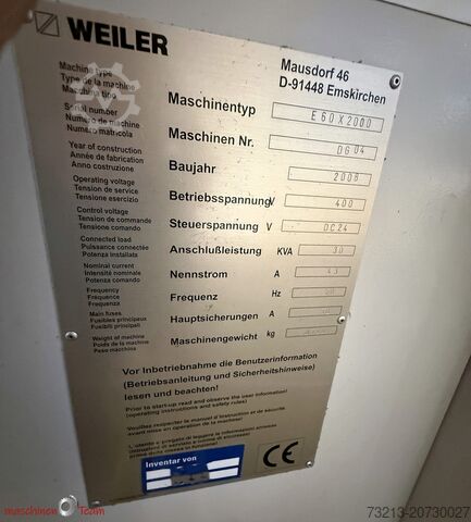 Cycle lathe with equipment WEILER E60x2000