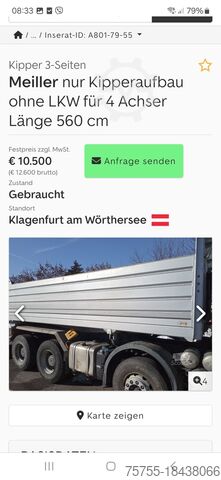 Damperli kamyon MEILLER Kipperaufbau 3-Seiten 5,60m