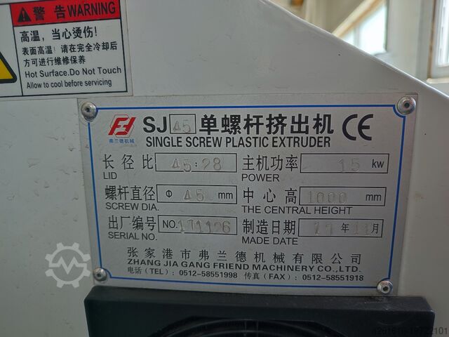 CNC-Dreh- und Fräszentrum Zhang Jia Gang Friend Machinery Co Ltd SJ 45 Single screw plastic extruder