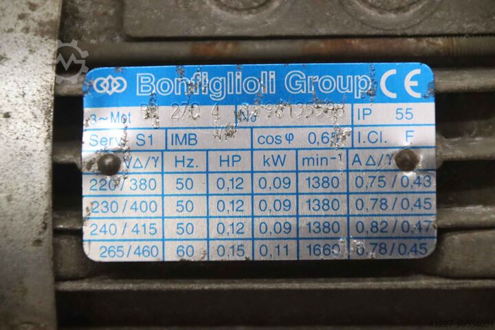 Tandwielmotor 0,09 kW 210 tpm Bonfiglioli Lafert MVF 27/F  BN 27C 4