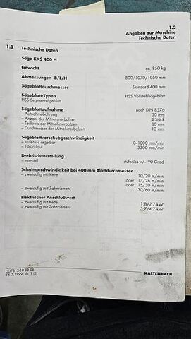 Cirkelzaag Kaltenbach KKS 400 H