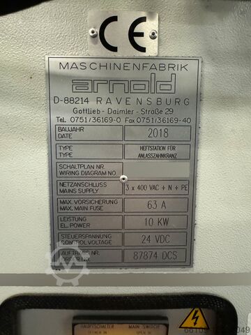 Stitching station for tempering sprocket ARNOLD Heftstation für Anlasszahnkranz