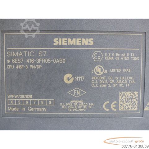 Siemens onderdeel Siemens 6ES7416-3FR05-0AB0 S7-400, CPU 416F-3 PN/DP  neuwertig + getestet!
