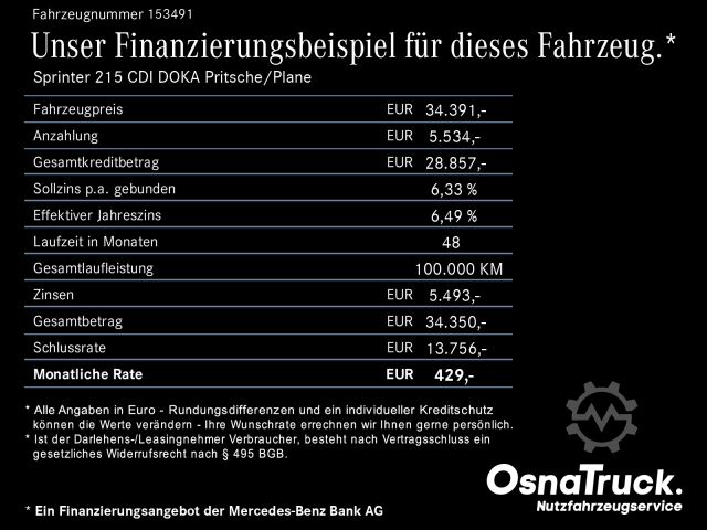 Kombi vozilo sa ceradom Mercedes-Benz Sprinter 215 CDI DOKA Pritsche/Plane Klima, AHK