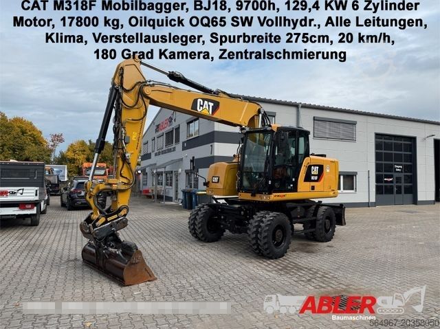 Mobile excavator CATERPILLAR M 318 F OQ65 SW Zentralschmierung