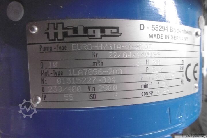 Santrifüj pompası HILGE EURO-Hygia-I-Bloc