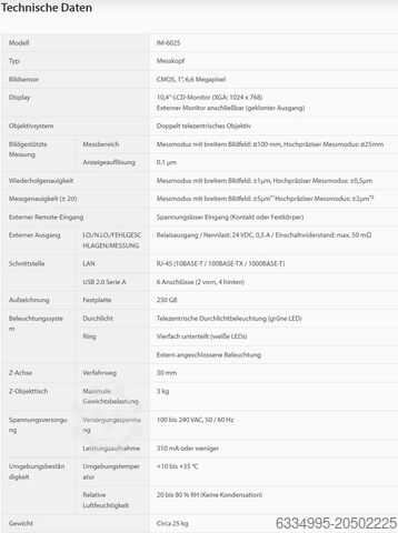 Digital measuring projector Keyence IM-6025