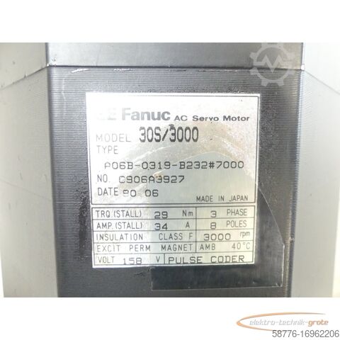 Besturingsunit Fanuc 30S / 3000 A06B-0319-B232 AC Servo Motor SN: C906A3927