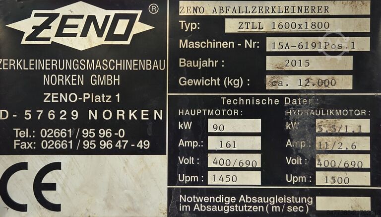 Shredder voor holle lichamen, pallets, enz. ZENO ZTLL 1600x1800
