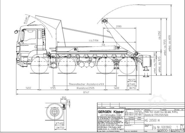 Tippbil MAN 41.480 TGS 8x4, gr. Federpaket, 37tkm, 4-Achser