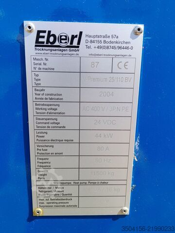 Vakuumska sušara EBERL Trocknungsanlagen V-Premium 25/110 BV