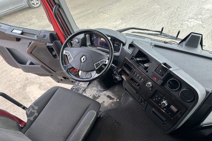 Platós teherautó ponyvával Renault T460 Pritsche-Plane Hebebühne / Swiss-Vehicle