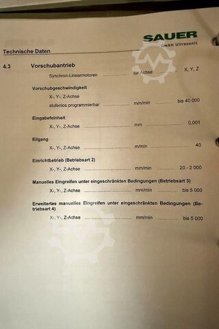 Univerzális megmunkálóközpont DMG SAUER ULTRASONIC HSC LINEAR 20