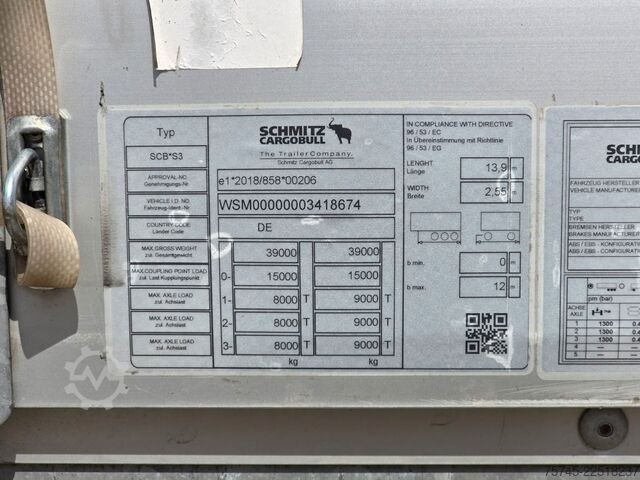 Åben sættevogn med presenning SCHMITZ CARGOBULL SCB*S3 * PR.+PL. * PLANE UNBESCHRIFTET *