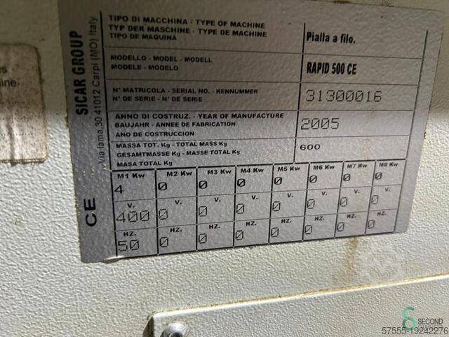 Jämnhyvlar Sicar Rapid 500 2005 Sicar Rapid 500