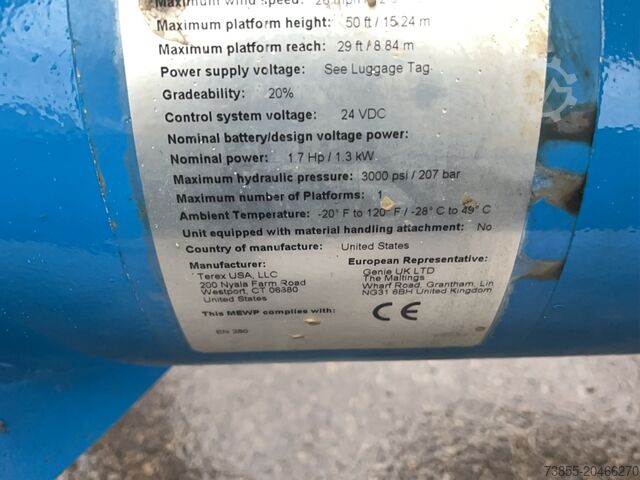 Trailer-Mounted Boom Lift Genie TZ-50 Hybrid w/Drive (17m)