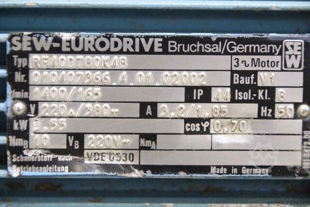 Elektromotor 0,55 kW 1400 omdrejninger pr. minut SEW-EURODRIVE RF40DT80K4B