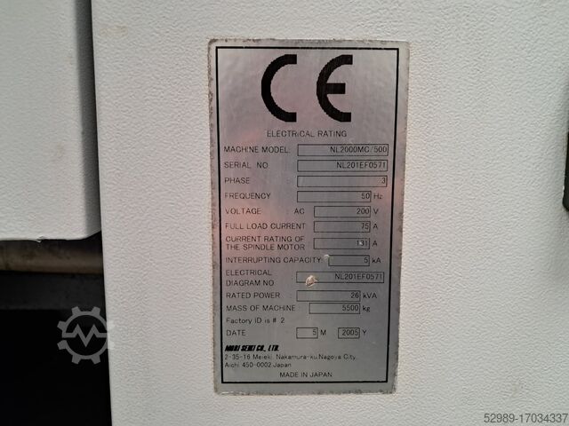 Torno cnc MORI SEIKI NL 2000 MC 500