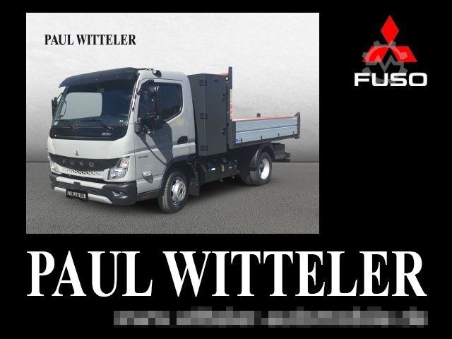 Fourgon benne basculante FUSO Canter 3C15 Hinterkipper mit Staubox AHK3,5/grau