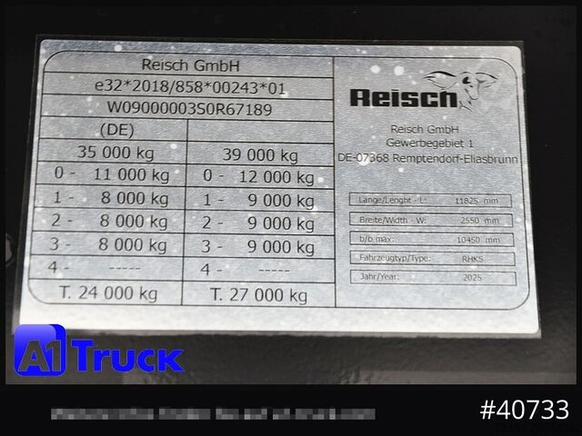 Kippers oplegger REISCH RHKS, Alu 57m³, Kombitüren, Lift LED