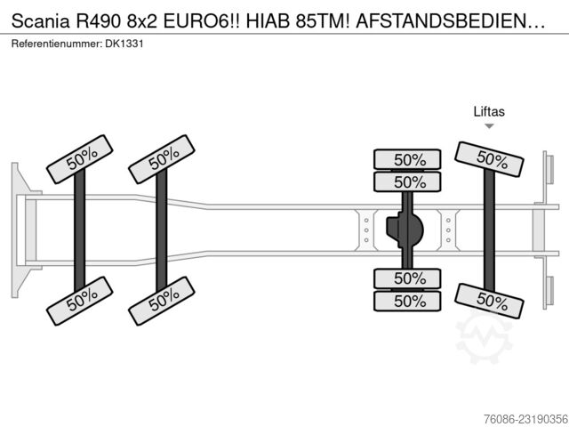 Scania R490 8x2 EURO6!! HIAB 85TM! AFSTANDSBEDIENING!!TOP!! DK1331 Scania R490 8x2 EURO6!! HIAB 85TM! AFSTANDSBEDIENING!!...