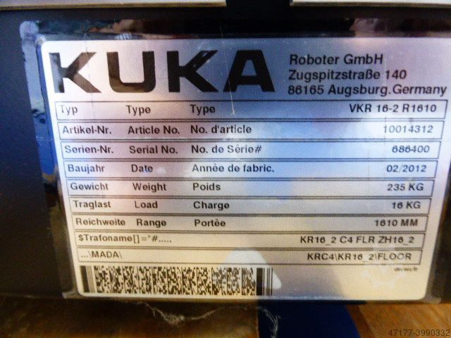Robot med styrenheten och smartPAD Kuka VKR 16-2 R1610 + VKRC4-SC5
