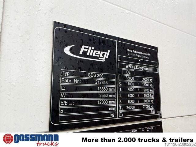 Nízkoložný návěs Fliegl SDS 390, Nachlaufgelenkt, 3x VORHANDEN!