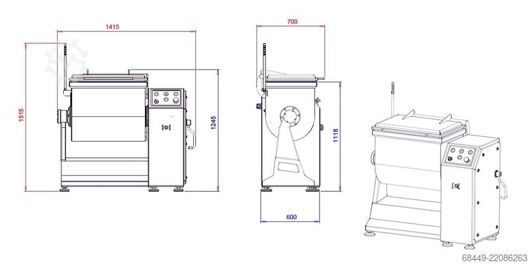 Mezcladora de paletas de 200 L, modelo Barmix 200 D. Barsso Peddelmenger 200 L., Type Barmix 200 D