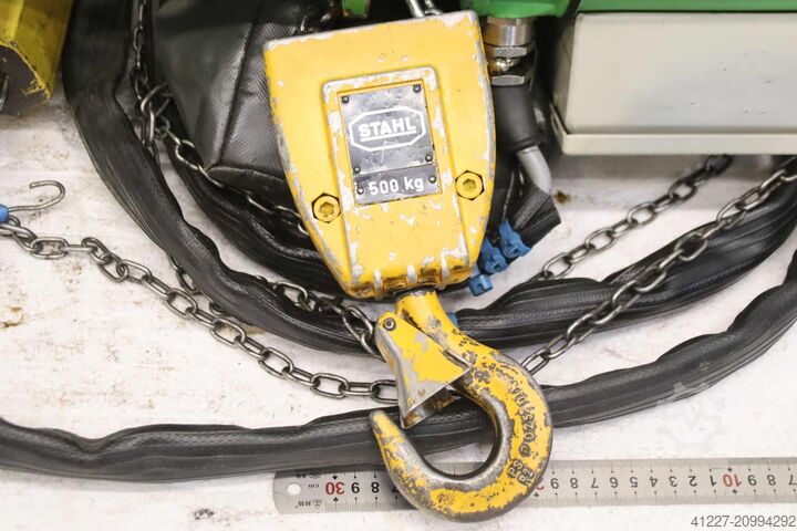 Kædetalje med løbekat, løftekapacitet 500 kg Stahl T 302 L
