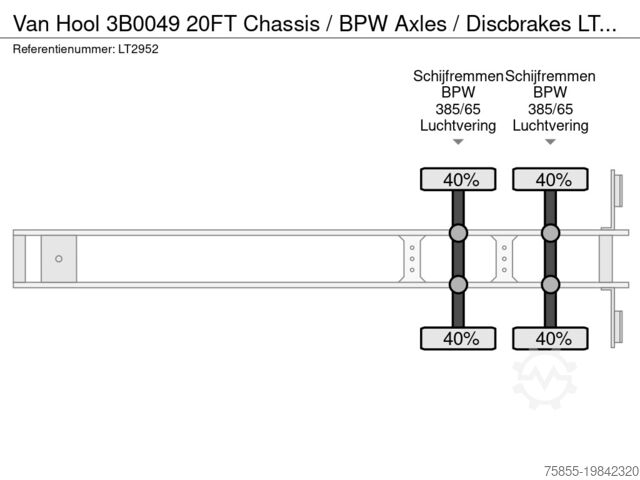 Transport av containrar Van Hool 3B0049 20FT Chassis / BPW Axles / Discbrakes