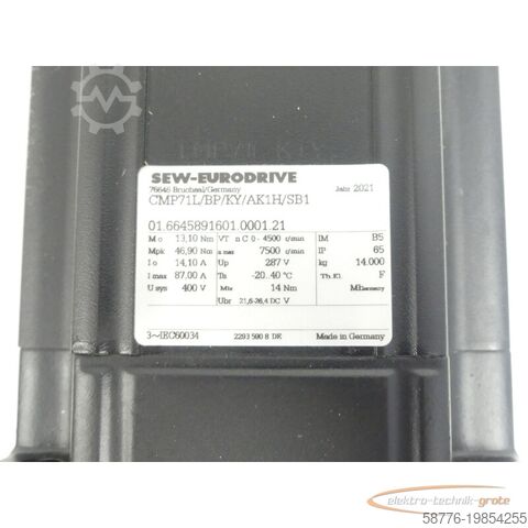 SEW Eurodrive Motor SEW Eurodrive CMP71L / BP / KY / AK1H / SB1 SN:01.6645891601000121 - ungebr.! -