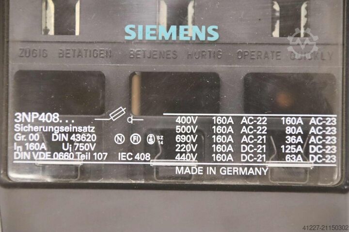 Seccionador bajo carga Siemens 3NP4085-1CF00  160A