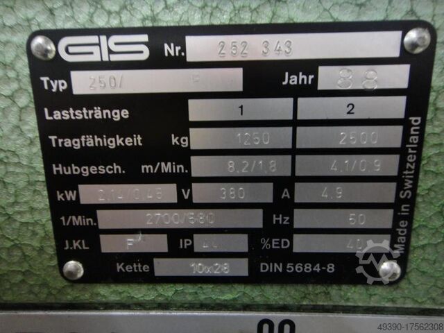 Elektrische kettingtakel, elektrische hijsinrichting, kraan, kettingtakel, GIS 250 / F