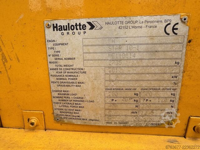 Haulotte Star 10 Elektryczny podnośnik masztowy / Podnośnik pionowy 10M wysokości roboczej, rok 2012 HAULOTTE Star 10 Electric Masthoogwerker / Vertical Boom lift 10M werkhoogte 2012