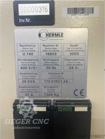 Verticale bewerkingscentrum HERMLE U740