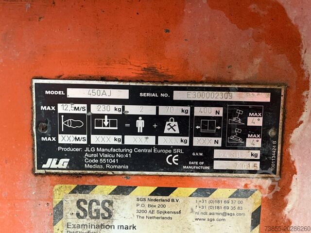 Knikarm werkplatform JLG 450AJ (16m)