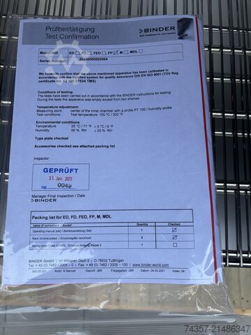 Laboratorietork Binder FP 400 Binder FP 400