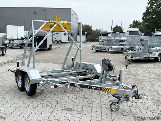 Remolque porta-bobinas de cable Lorries TPB35-4925 | HANDSEILWINDE 280X165CM 3500KG KABELTROMMELANHÄNGER