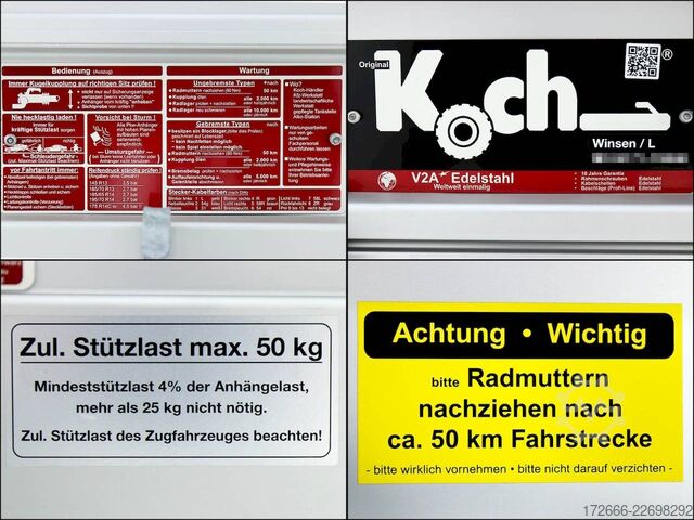 Bakaanhanger Koch-Anhänger U4 250X125X45CM 750KG TIEFLADER