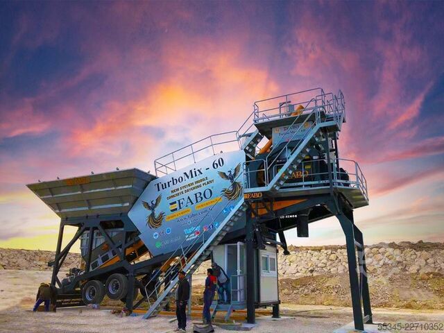  FABO Mobile Concrete Batching Plant 60 m3/h Mobile Concrete Batching Plant