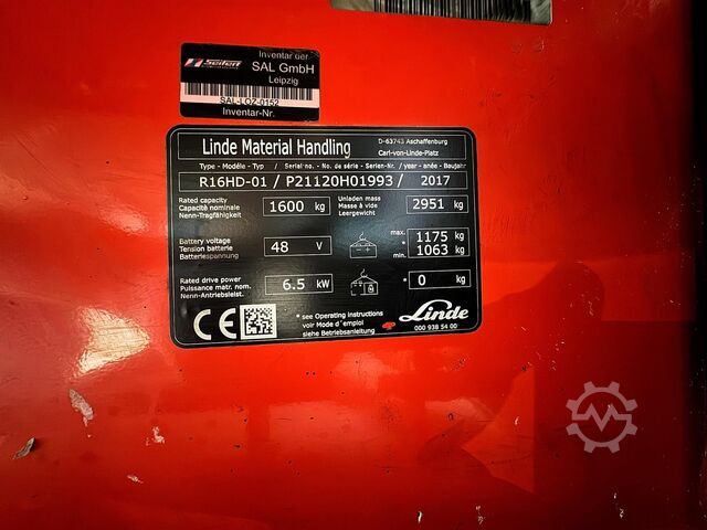 S+UVV 09/27 3.+4.V Elektro 8 479 mth Linde R 16HD