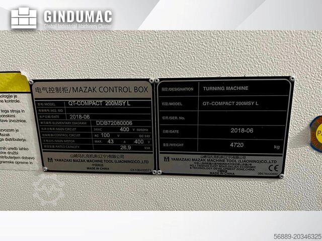 Οριζόντια μηχανή περιστροφής Mazak QUICK TURN COMPACT 200 MSY  L