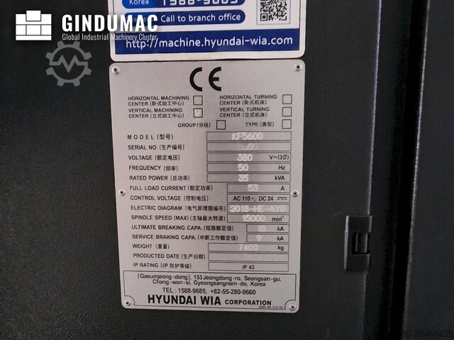 Verticale verspanen centrum Hyundai WIA KF 5600