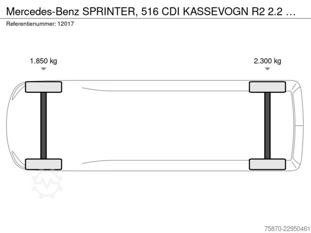 Furgão de painéis Mercedes-Benz SPRINTER, 516 CDI KASSEVOGN R2 2.2 BLuetec