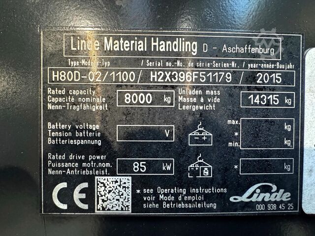 UVV 05/2027, 3. i 4. ventil, dizel, 12091 radnih sati Linde H 80D-02/1100