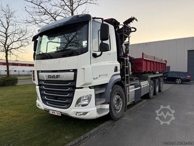 Containertransport (haakarmsysteem) DAF CF 480 FAQ +Fassi Kraan F235A2.24 + Containerha...